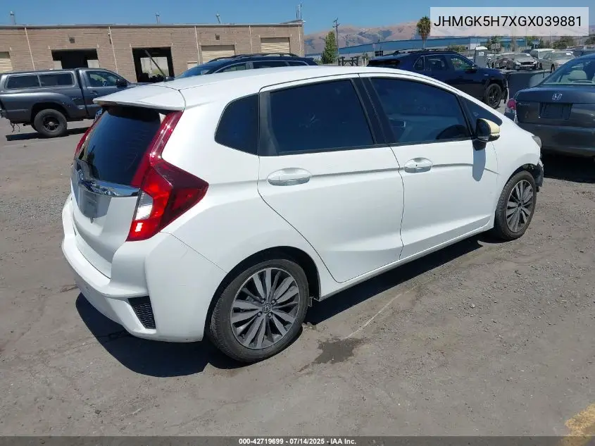 2016 Honda Fit Ex VIN: JHMGK5H7XGX039881 Lot: 42719699