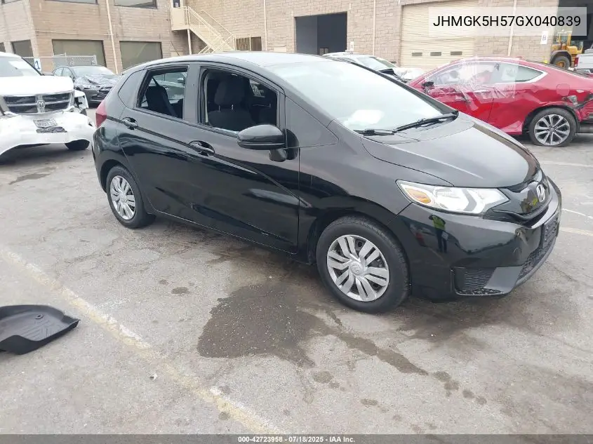 2016 Honda Fit Lx VIN: JHMGK5H57GX040839 Lot: 42723958