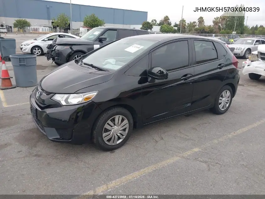 2016 Honda Fit Lx VIN: JHMGK5H57GX040839 Lot: 42723958