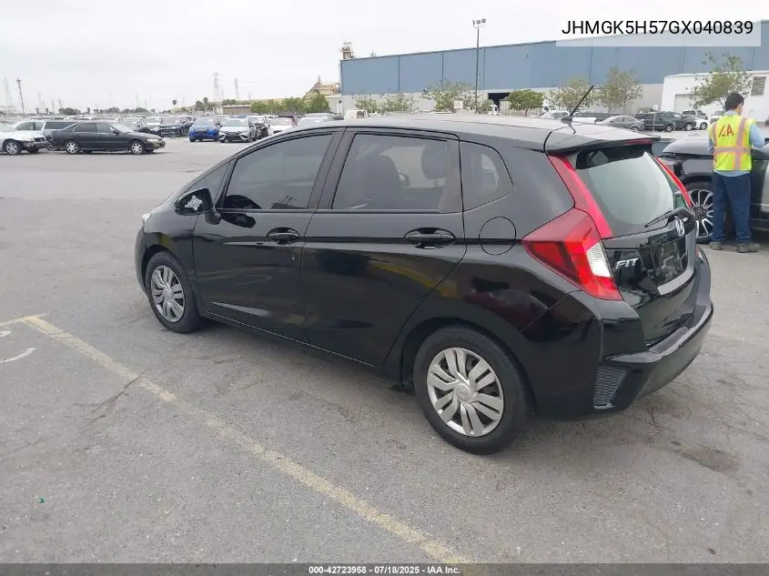 2016 Honda Fit Lx VIN: JHMGK5H57GX040839 Lot: 42723958