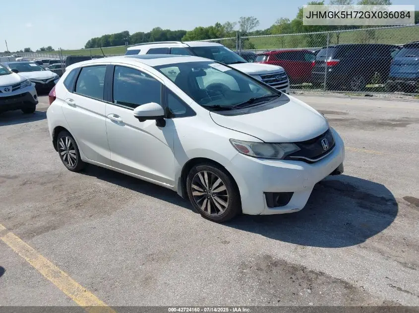 2016 Honda Fit Ex VIN: JHMGK5H72GX036084 Lot: 42724160