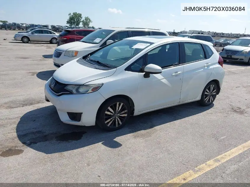2016 Honda Fit Ex VIN: JHMGK5H72GX036084 Lot: 42724160