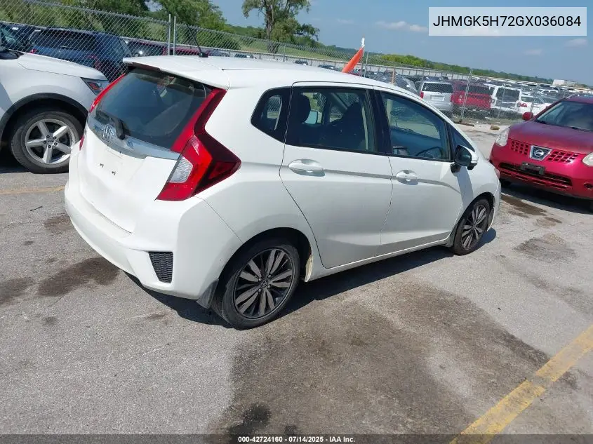 2016 Honda Fit Ex VIN: JHMGK5H72GX036084 Lot: 42724160