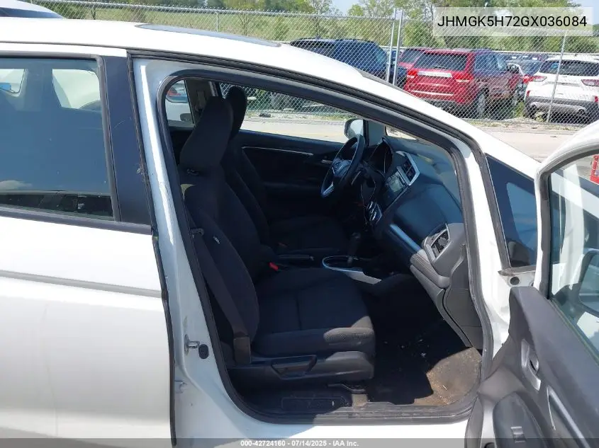 2016 Honda Fit Ex VIN: JHMGK5H72GX036084 Lot: 42724160