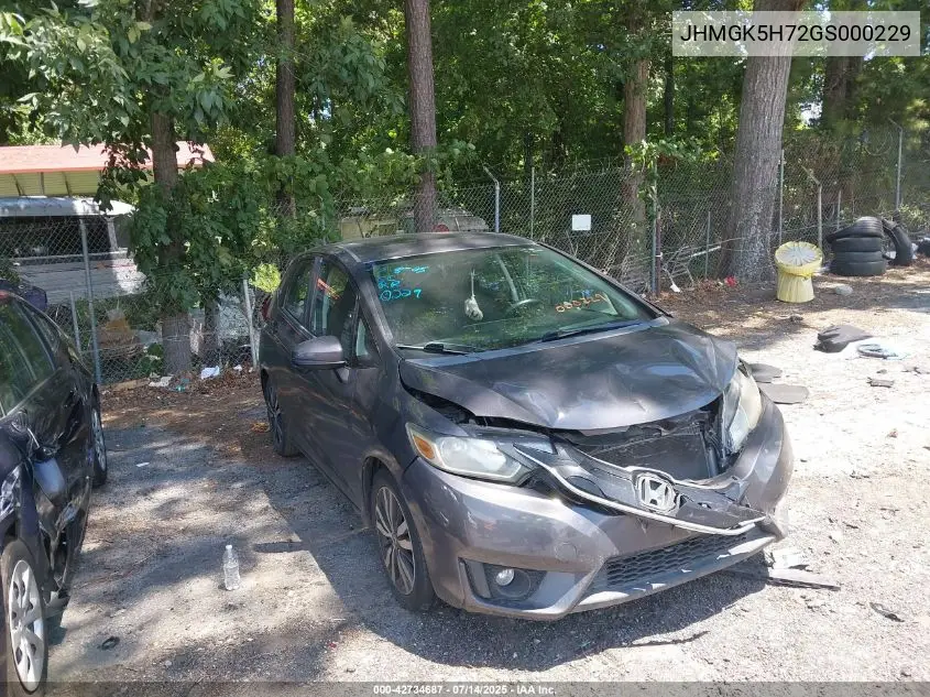 2016 Honda Fit Ex VIN: JHMGK5H72GS000229 Lot: 42734687