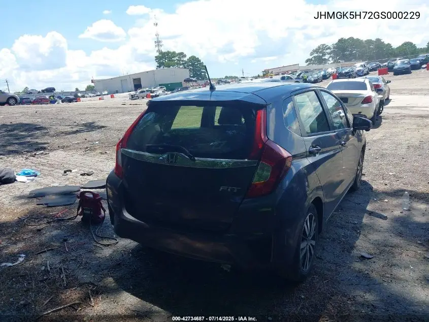 2016 Honda Fit Ex VIN: JHMGK5H72GS000229 Lot: 42734687