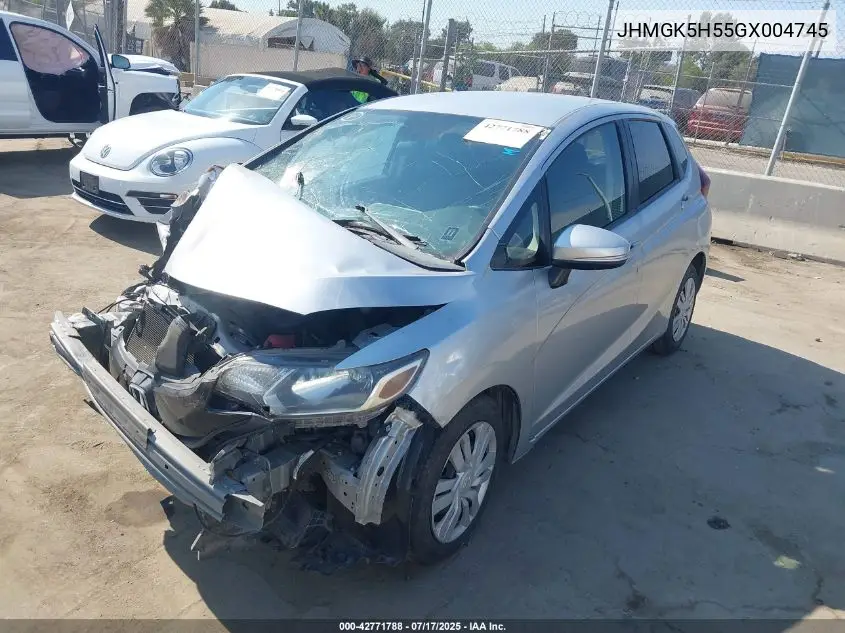2016 Honda Fit Lx VIN: JHMGK5H55GX004745 Lot: 42771788