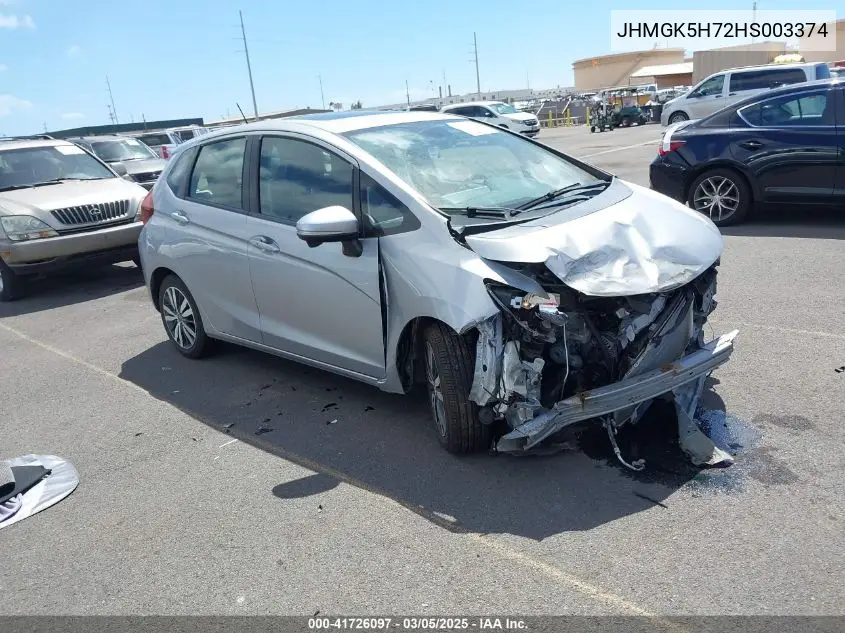 2017 Honda Fit Ex VIN: JHMGK5H72HS003374 Lot: 41726097