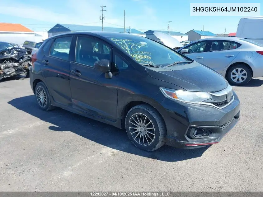2018 Honda Fit Sport VIN: 3HGGK5H64JM102240 Lot: 12292027