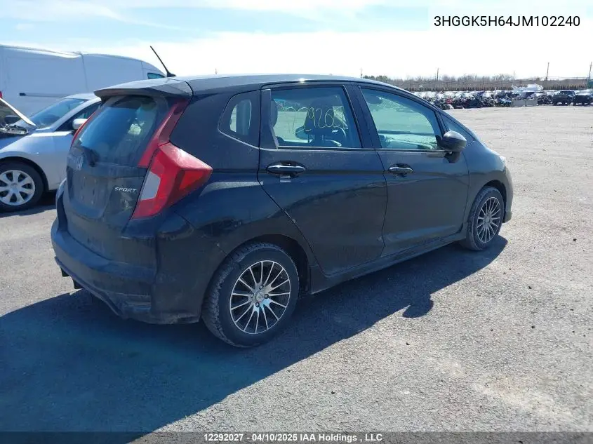2018 Honda Fit Sport VIN: 3HGGK5H64JM102240 Lot: 12292027