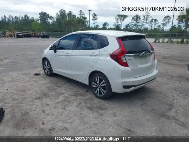 2019 Honda Fit VIN: 3HGGK5H70KM102603 Lot: 12240944
