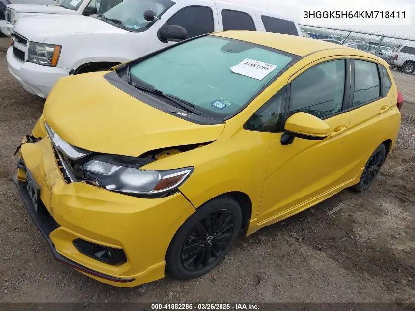 2019 Honda Fit Sport VIN: 3HGGK5H64KM718411 Lot: 41882285