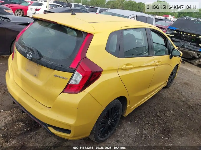 2019 Honda Fit Sport VIN: 3HGGK5H64KM718411 Lot: 41882285