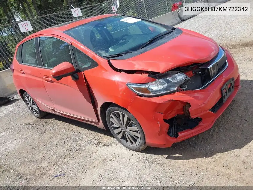 2019 Honda Fit Ex VIN: 3HGGK5H87KM722342 Lot: 42251398