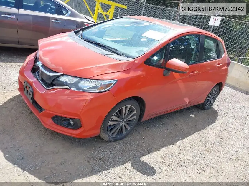 2019 Honda Fit Ex VIN: 3HGGK5H87KM722342 Lot: 42251398