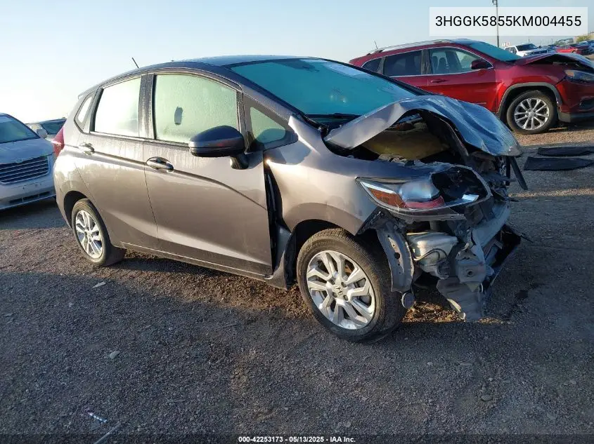 2019 Honda Fit VIN: 3HGGK5855KM004455 Lot: 42253173
