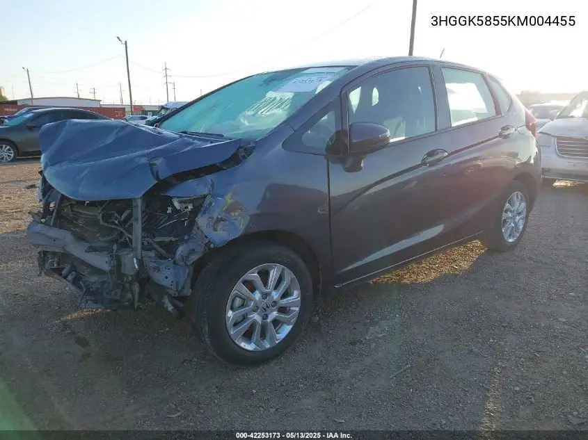 2019 Honda Fit VIN: 3HGGK5855KM004455 Lot: 42253173