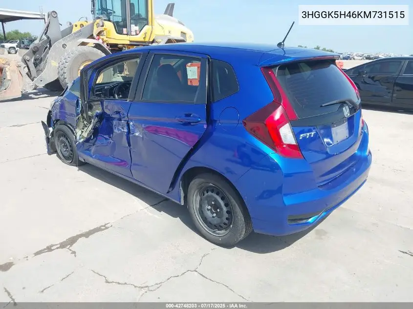 2019 Honda Fit Lx VIN: 3HGGK5H46KM731515 Lot: 42748203