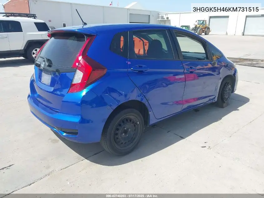 2019 Honda Fit Lx VIN: 3HGGK5H46KM731515 Lot: 42748203