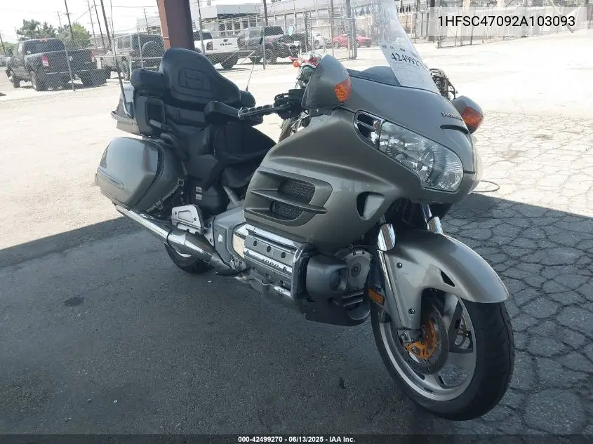 2002 Honda Gl1800 VIN: 1HFSC47092A103093 Lot: 42499270