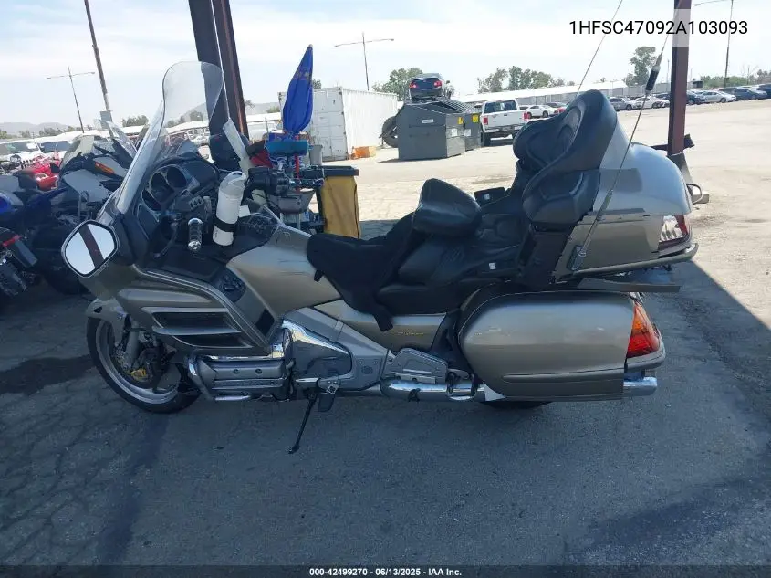 2002 Honda Gl1800 VIN: 1HFSC47092A103093 Lot: 42499270