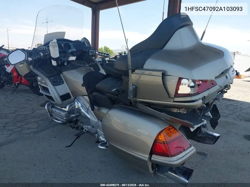 2002 Honda Gl1800 VIN: 1HFSC47092A103093 Lot: 42499270