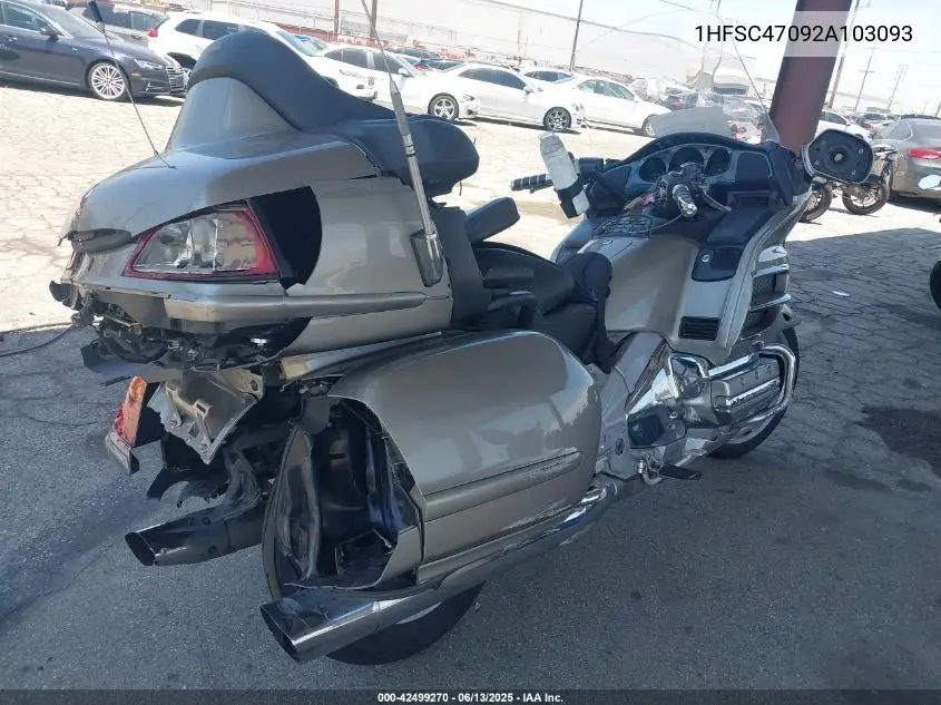 2002 Honda Gl1800 VIN: 1HFSC47092A103093 Lot: 42499270