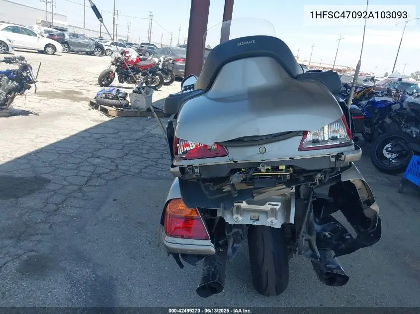 2002 Honda Gl1800 VIN: 1HFSC47092A103093 Lot: 42499270
