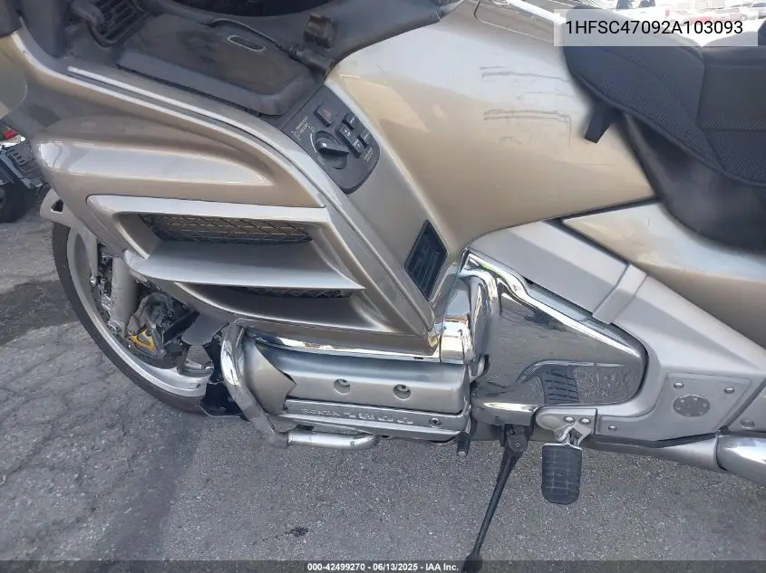 2002 Honda Gl1800 VIN: 1HFSC47092A103093 Lot: 42499270