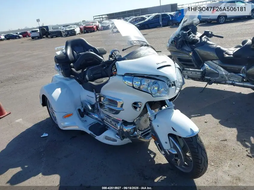 2006 Honda Gl1800 VIN: 1HFSC47F26A506181 Lot: 42515927
