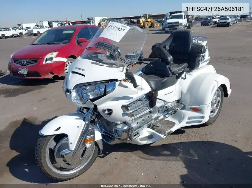 2006 Honda Gl1800 VIN: 1HFSC47F26A506181 Lot: 42515927