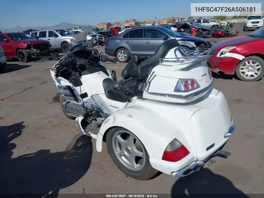 2006 Honda Gl1800 VIN: 1HFSC47F26A506181 Lot: 42515927