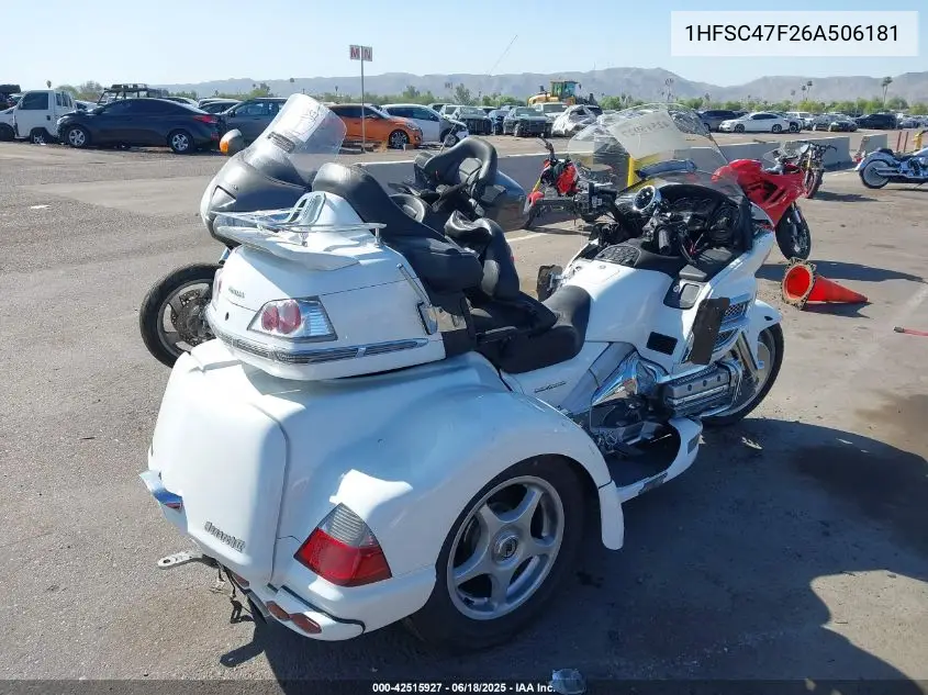 2006 Honda Gl1800 VIN: 1HFSC47F26A506181 Lot: 42515927