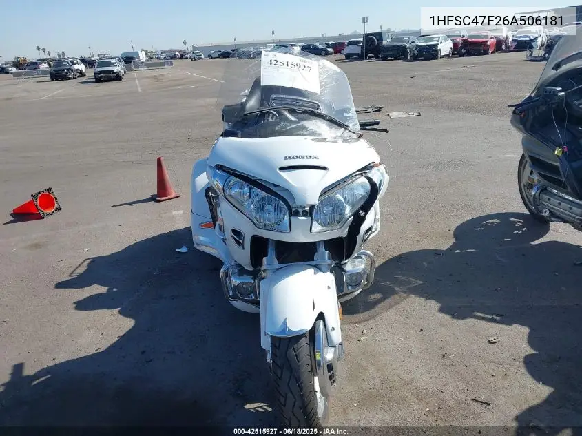 2006 Honda Gl1800 VIN: 1HFSC47F26A506181 Lot: 42515927