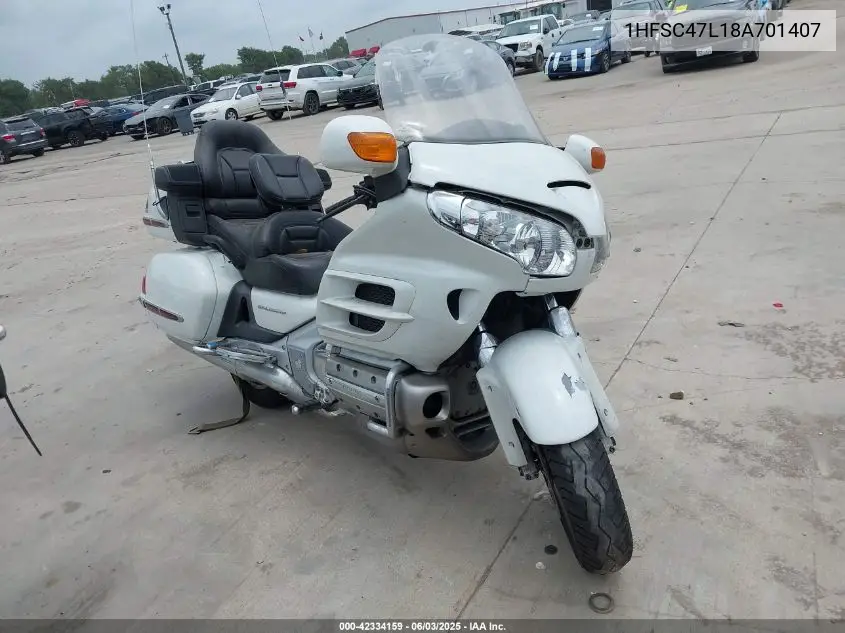 2008 Honda Gl1800 VIN: 1HFSC47L18A701407 Lot: 42334159