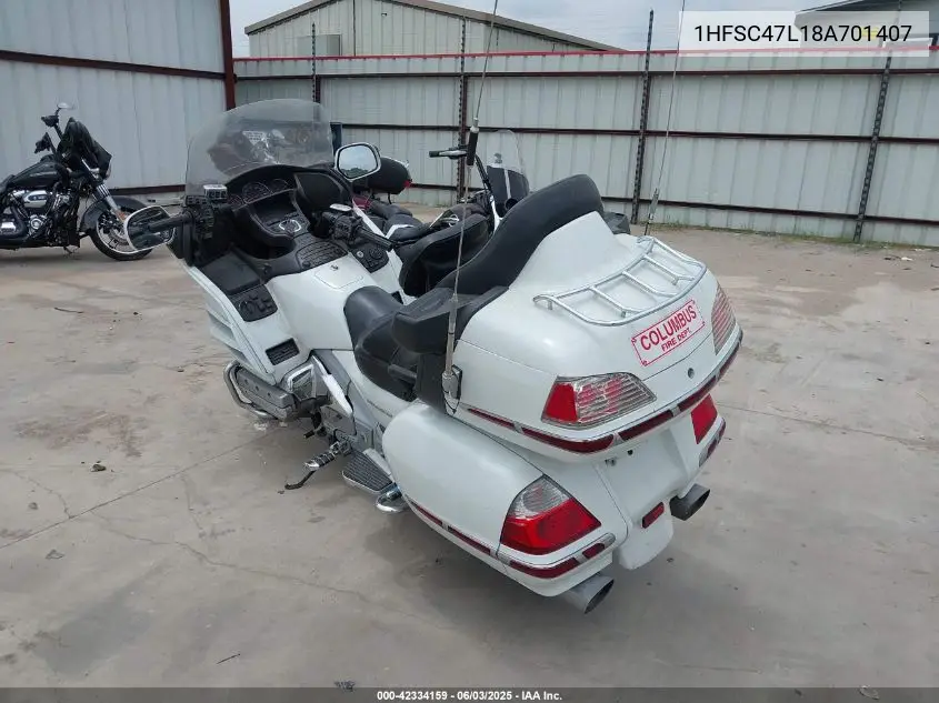2008 Honda Gl1800 VIN: 1HFSC47L18A701407 Lot: 42334159