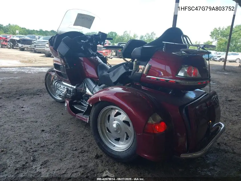 2009 Honda Gl1800 VIN: 1HFSC47G79A803752 Lot: 42579014