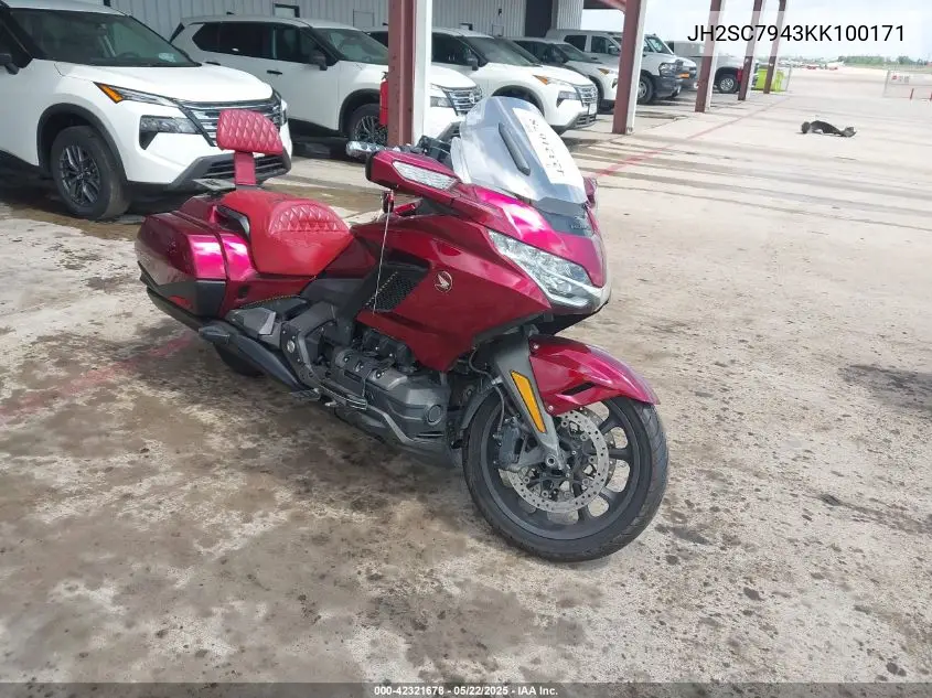 2019 Honda Gl1800 B VIN: JH2SC7943KK100171 Lot: 42321678