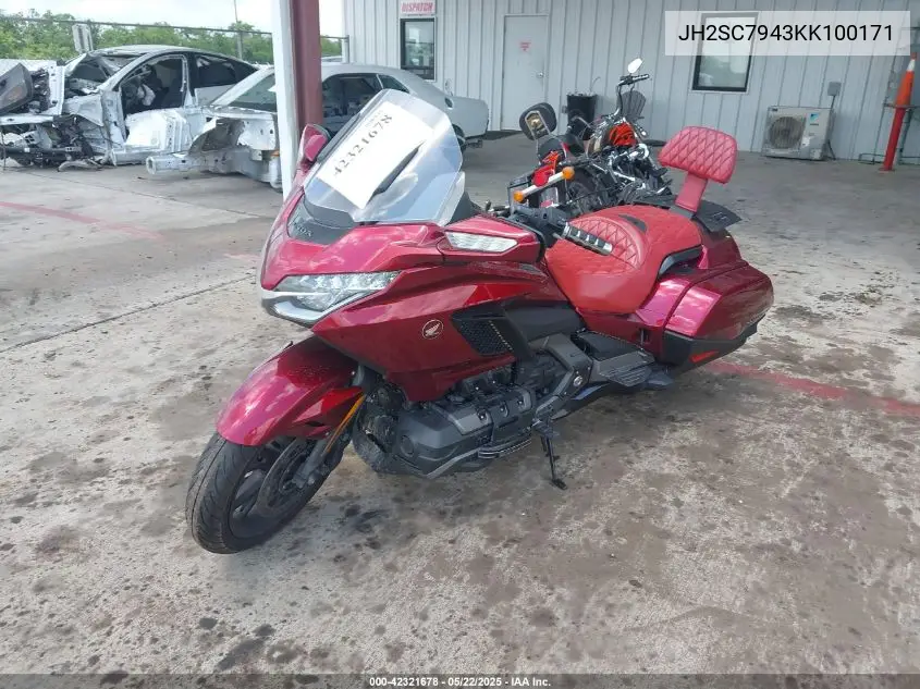 2019 Honda Gl1800 B VIN: JH2SC7943KK100171 Lot: 42321678