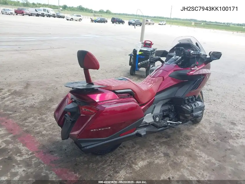 2019 Honda Gl1800 B VIN: JH2SC7943KK100171 Lot: 42321678