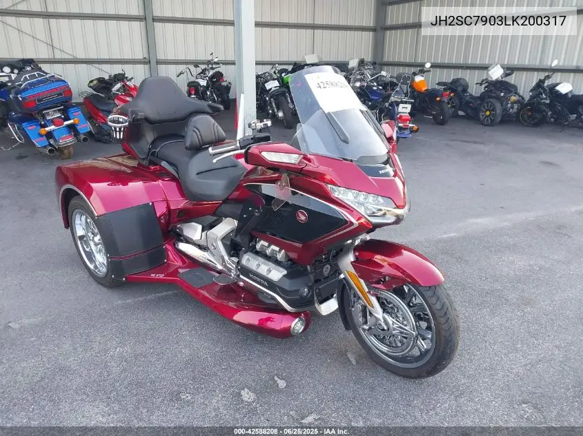 2020 Honda Gl1800 VIN: JH2SC7903LK200317 Lot: 42588208