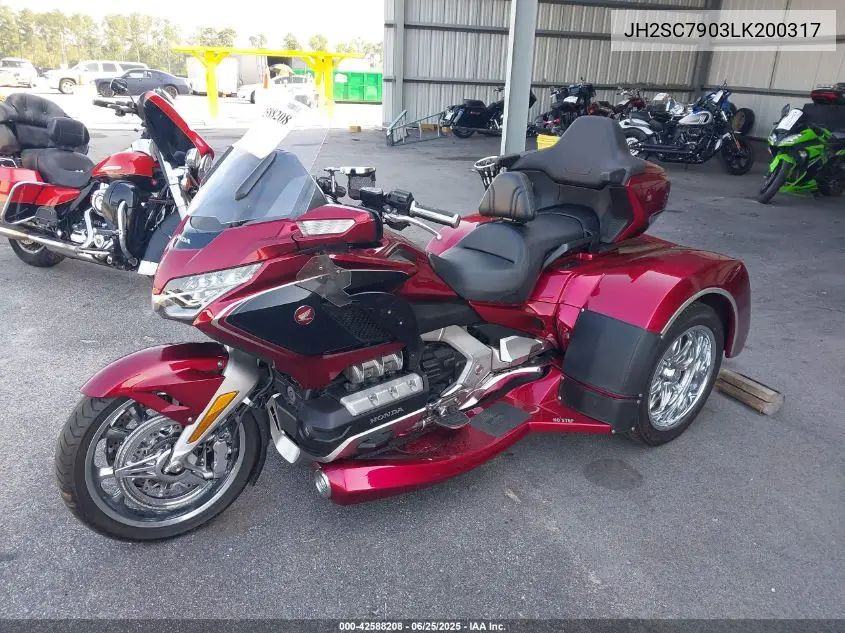 2020 Honda Gl1800 VIN: JH2SC7903LK200317 Lot: 42588208