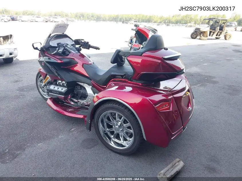 2020 Honda Gl1800 VIN: JH2SC7903LK200317 Lot: 42588208