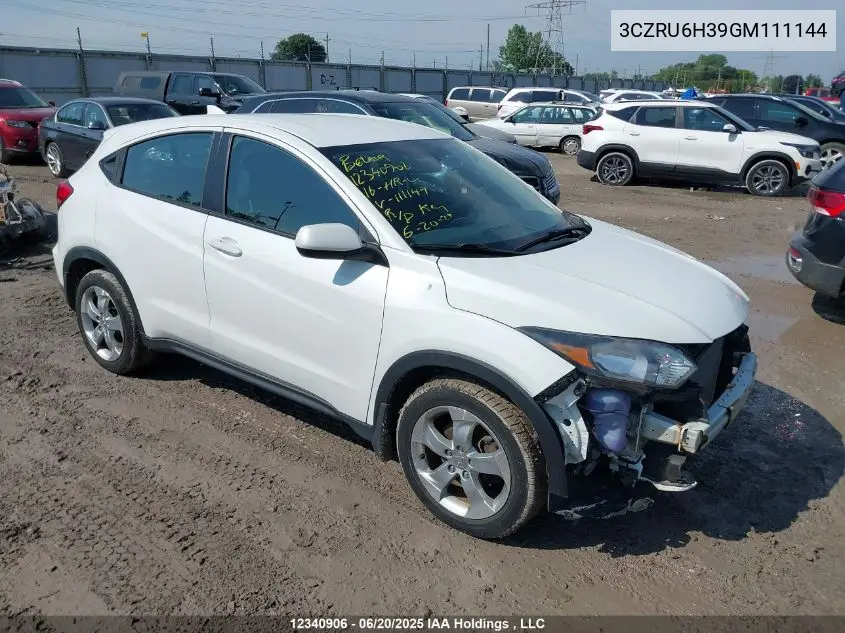 2016 Honda Hr-V VIN: 3CZRU6H39GM111144 Lot: 12340906