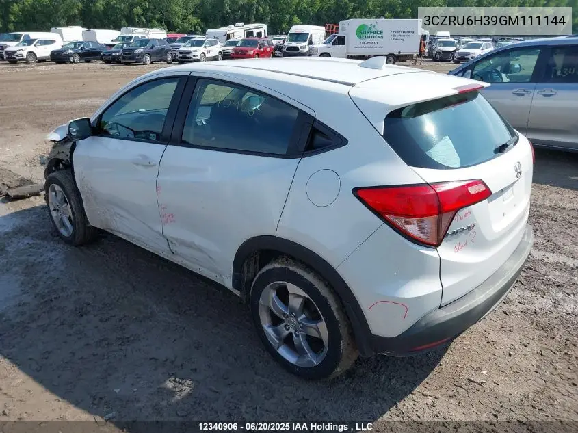 2016 Honda Hr-V VIN: 3CZRU6H39GM111144 Lot: 12340906
