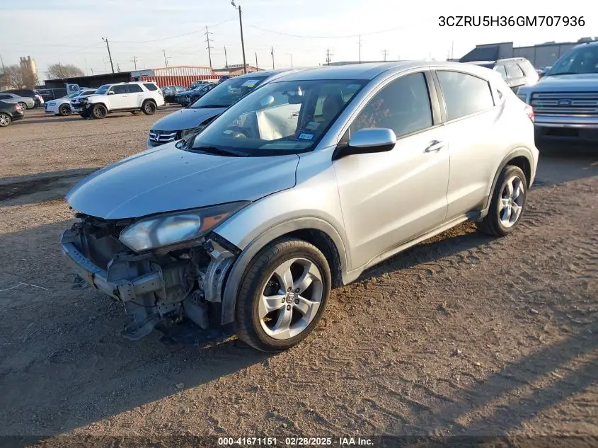 2016 Honda Hr-V Lx VIN: 3CZRU5H36GM707936 Lot: 41671151