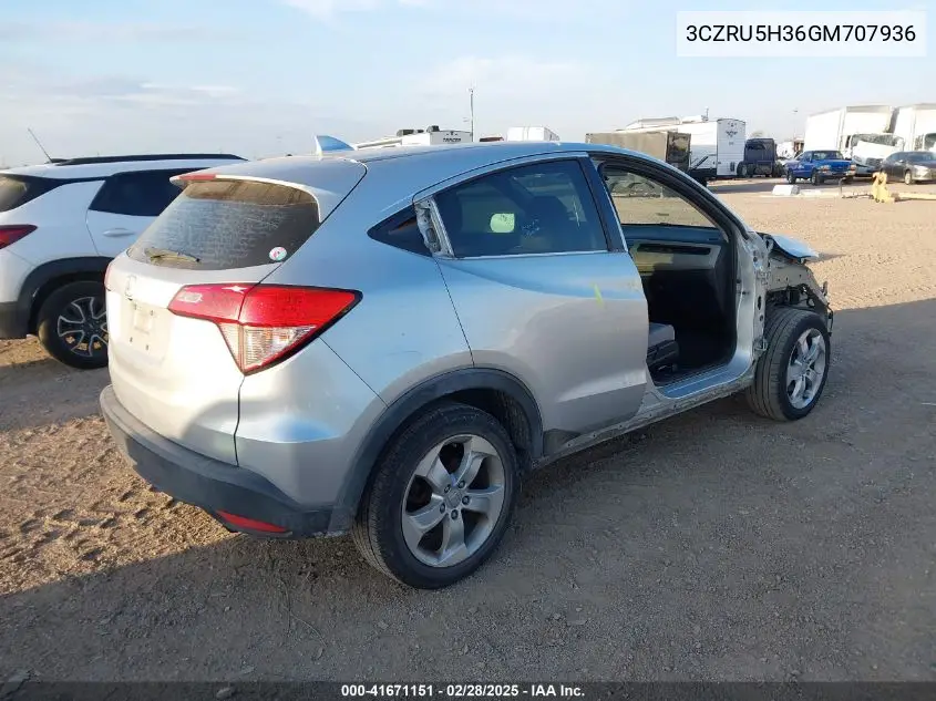2016 Honda Hr-V Lx VIN: 3CZRU5H36GM707936 Lot: 41671151