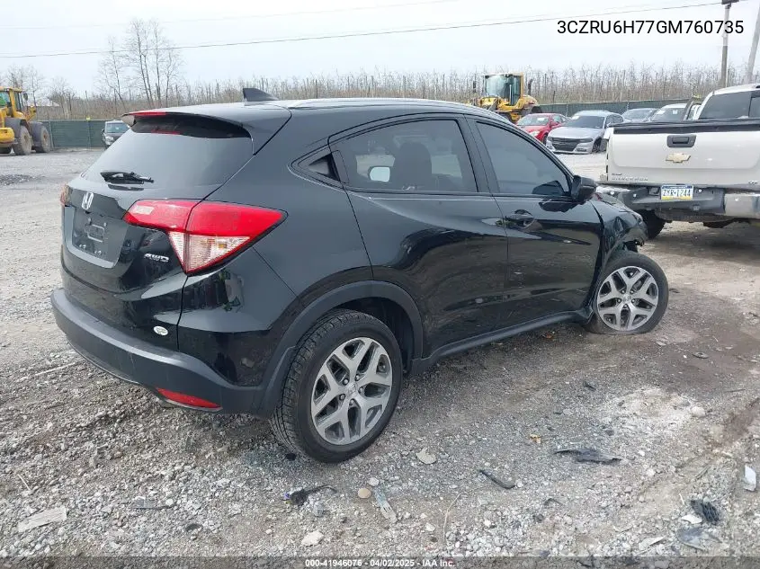 2016 Honda Hr-V Ex-L VIN: 3CZRU6H77GM760735 Lot: 41946076