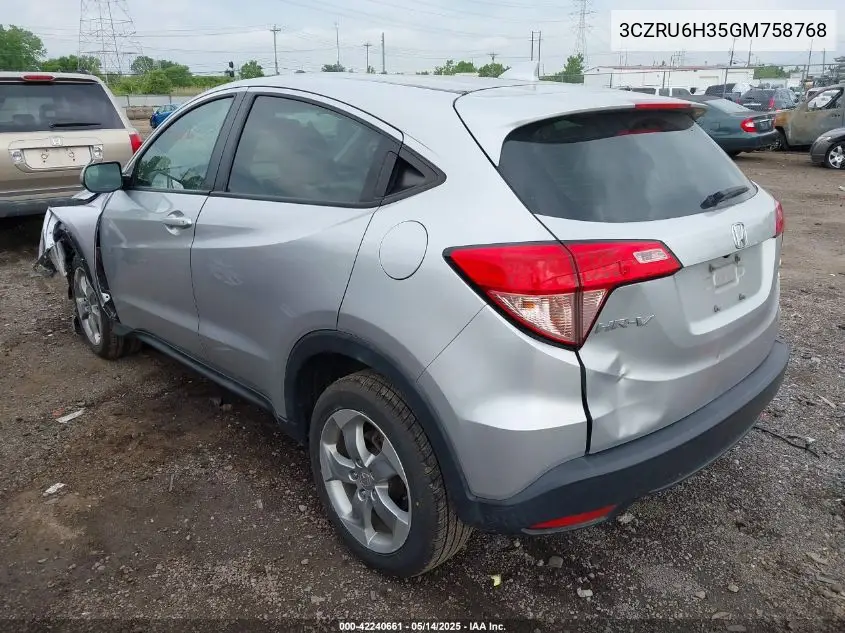 2016 Honda Hr-V Lx VIN: 3CZRU6H35GM758768 Lot: 42240661