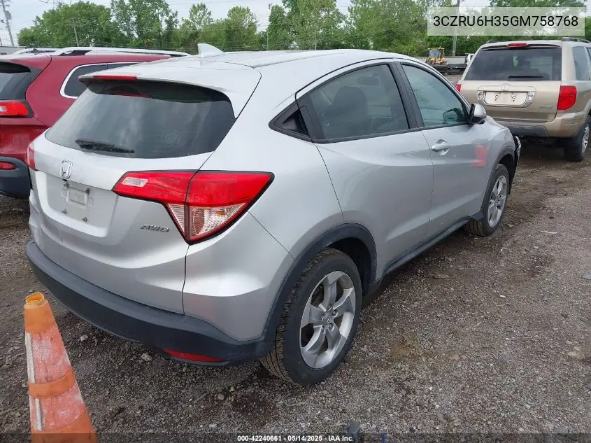 2016 Honda Hr-V Lx VIN: 3CZRU6H35GM758768 Lot: 42240661